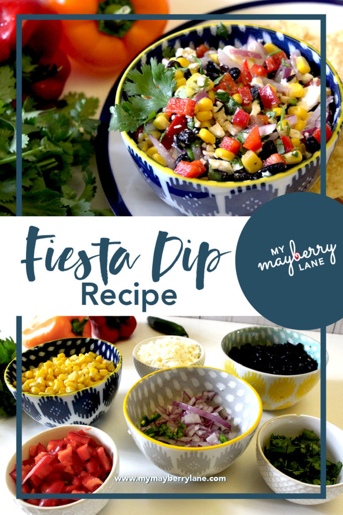 Fiesta Dip in bowl with Title Fiesta Dip Recipe
