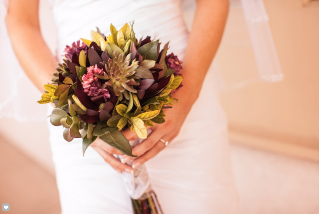 Succulent in Wedding Bouquet